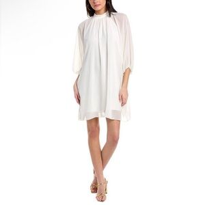 Trina Turk Rhyme White Chiffon Shift Dress $378 S Small
